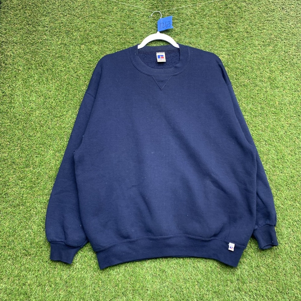 Vintage Russell Athletic Sweatshirt Mens XL Blue Crewneck Fleece Made USA